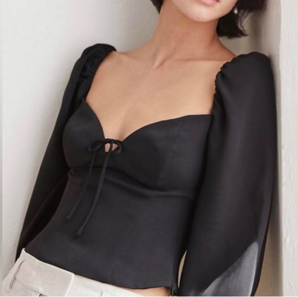 Aritzia Wilfred Novella Elegant Black Blouse NWT